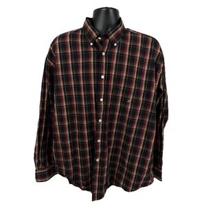 Nautica Shirt Men's XXL Button Down Black Red Cotton